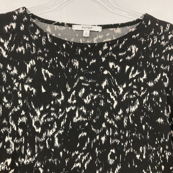 Sympli size 6 Black White Abstract Stretch Knit Dolman Sleeve Relaxed Blouse - Picture 3 of 9